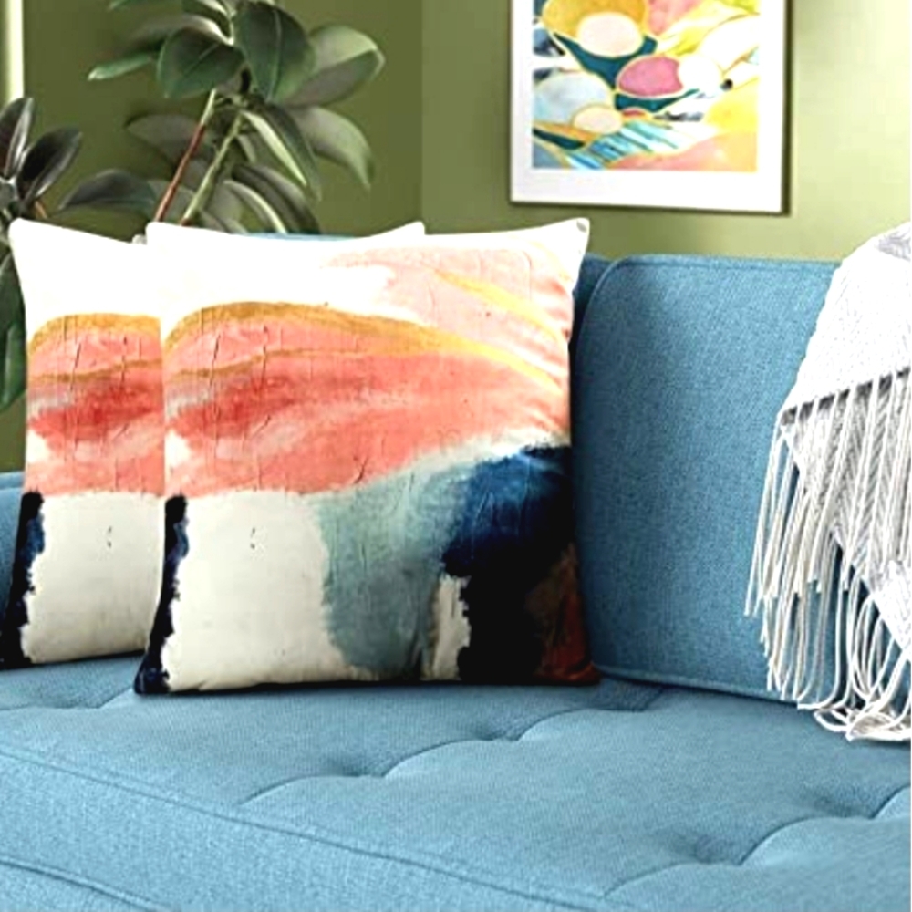 (4) Paint Stroke Styled Accent/Throw Pillow Coverings